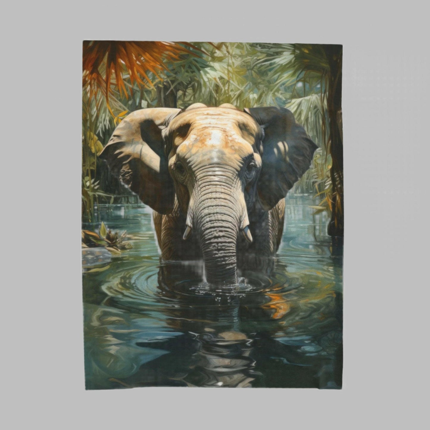 BATHING ELEPHANT Velveteen Plush Blanket

