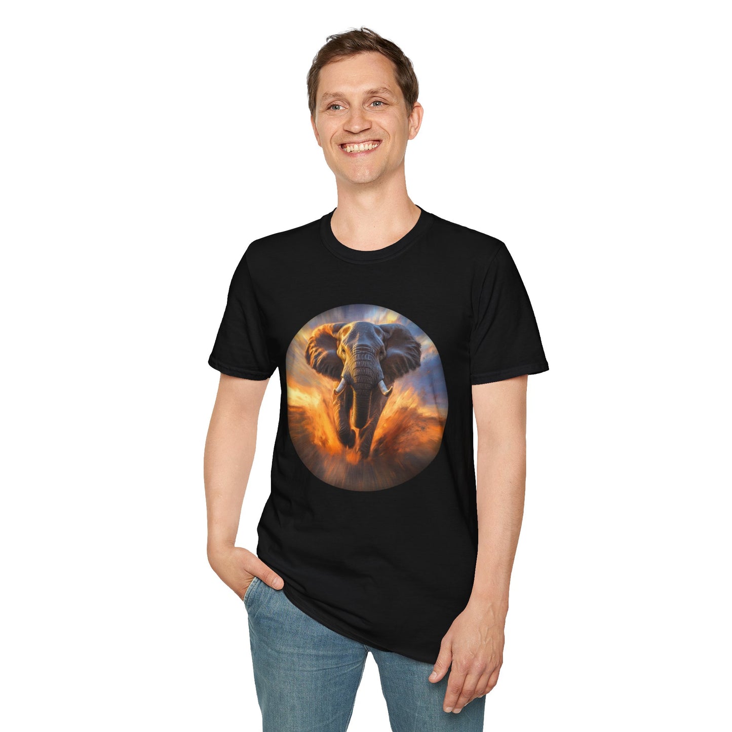 Charging-Elephant-T-shirt-mens