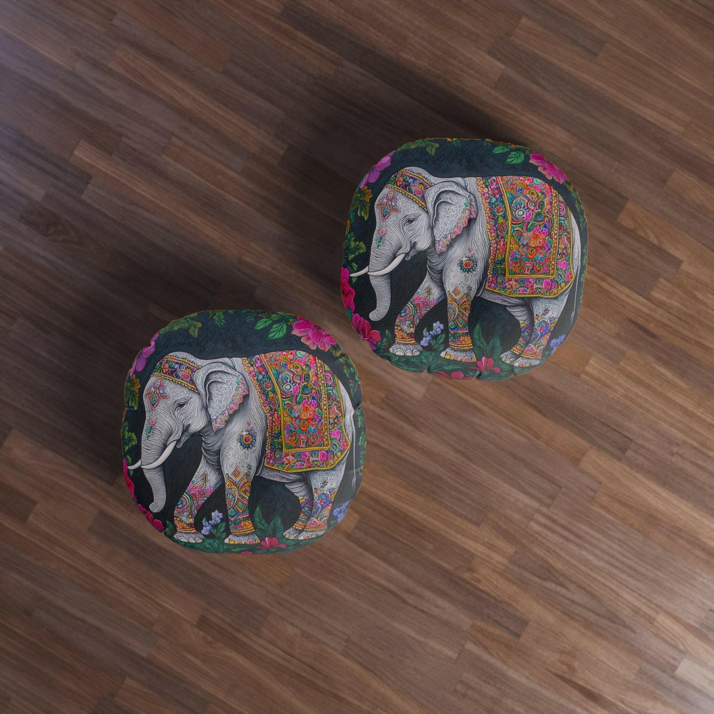 DECORATED ELEPHANT Tufted Floor Pillow