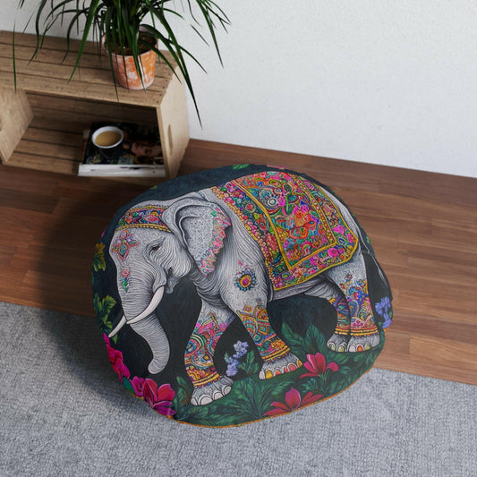 DECORATED ELEPHANT Tufted Floor Pillow