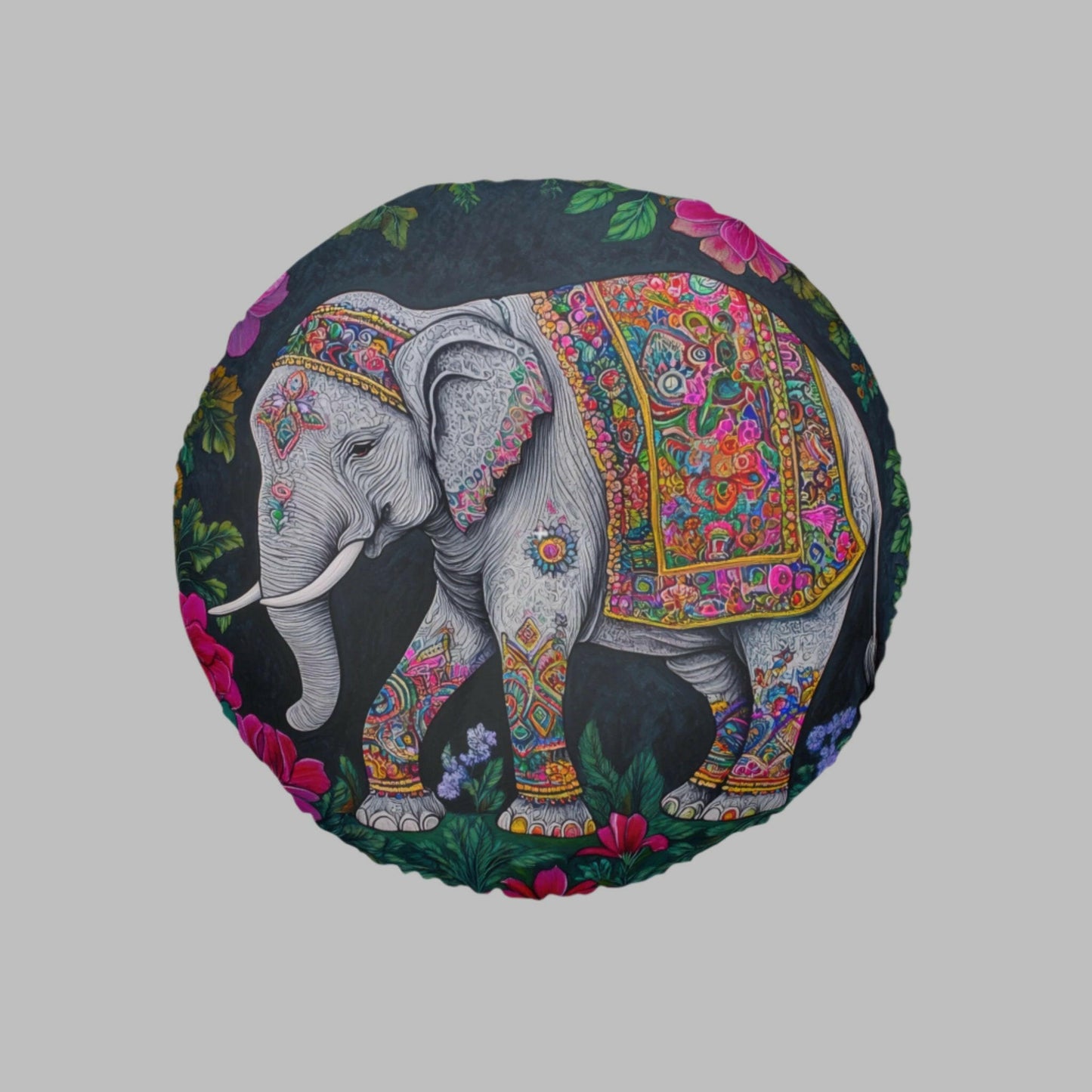 DECORATED ELEPHANT Tufted Floor Pillow