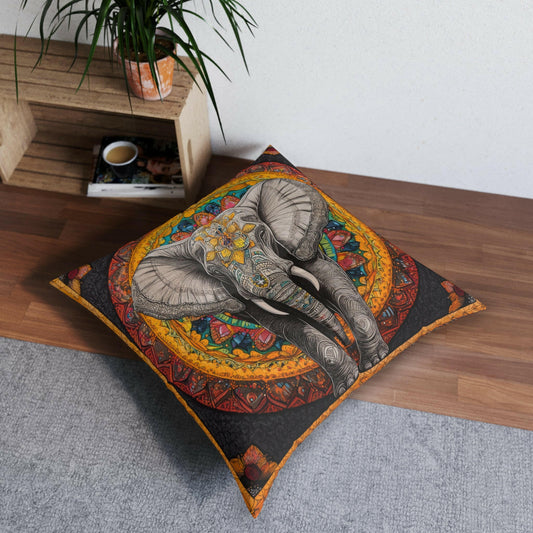 DECORATIVE ELEPHANT Tufted Floor Pillow