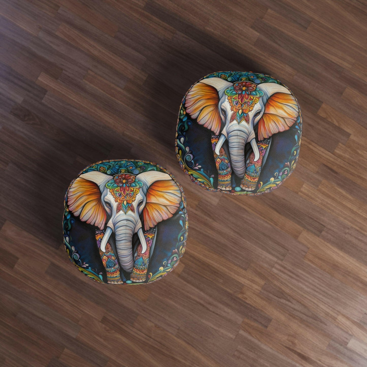 ELEPHANT MA,NDALA Tufted Floor Pillow