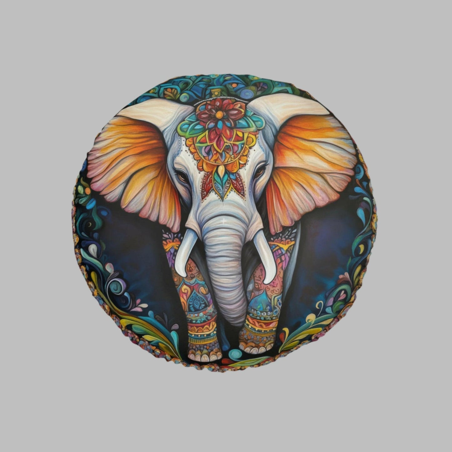 ELEPHANT MA,NDALA Tufted Floor Pillow