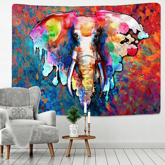 Elephant Tapestry Wall Hanging - Alcohol Ink Style