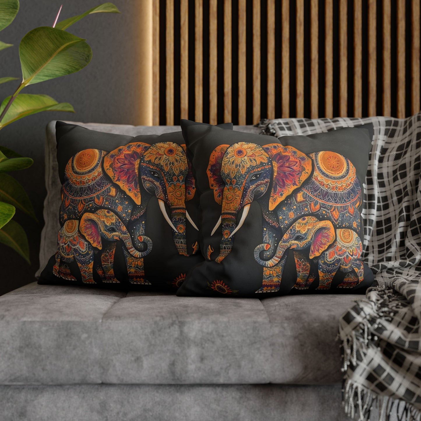 Faux Suede Pillowcase ELEPHANT LOVE