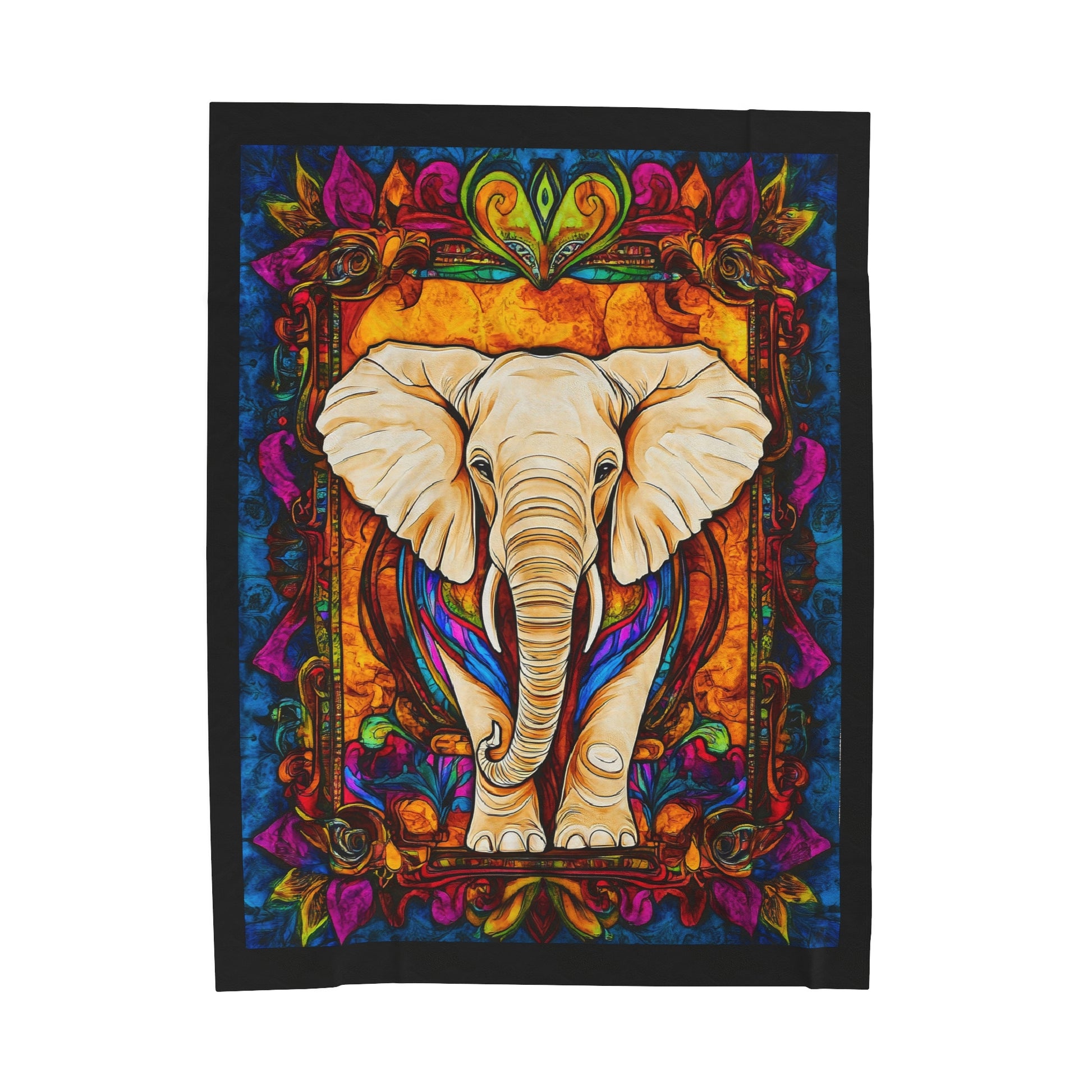 Silky-Soft-Velveteen-Blanket-PURPLE-FLOWERED-ELEPHANT