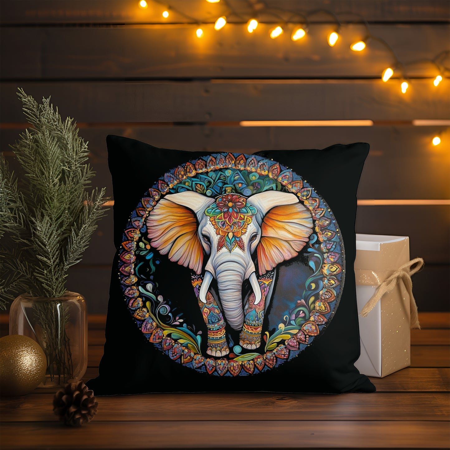 Square-Throw-Pillow-ELEPHANT-MANDALA